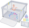 INFANS Foldable Baby Playpen, 50x50 Large Playard for Toddlers with Gate, Soft Mesh, Indoor/Outdoor Kids Activity Center Bab