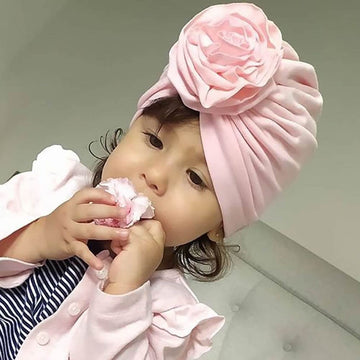 Angla 8 Pack Solid Large Flower Knot Bow Cotton Beanie Turban Hat Cap India Muslim Islamic Headwrap Winter Hospital Nursery For