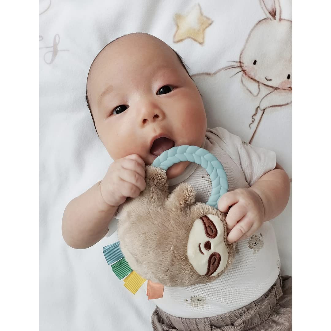 Itzy Ritzy - Ritzy Rattle Pal Plush Rattle Pal with Teether, Sloth, (PRT8317)
