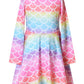 Mermaid Dresses Girls Long Sleeve Swing Winter Outfit Halloween Costume 10 11