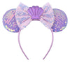 Lifetools-Lt Purple Mermaid Ears Headbands With Sparkling Sequins & Shell & Bow, For Girls Women Disneyland Christmas Cosplay Gl