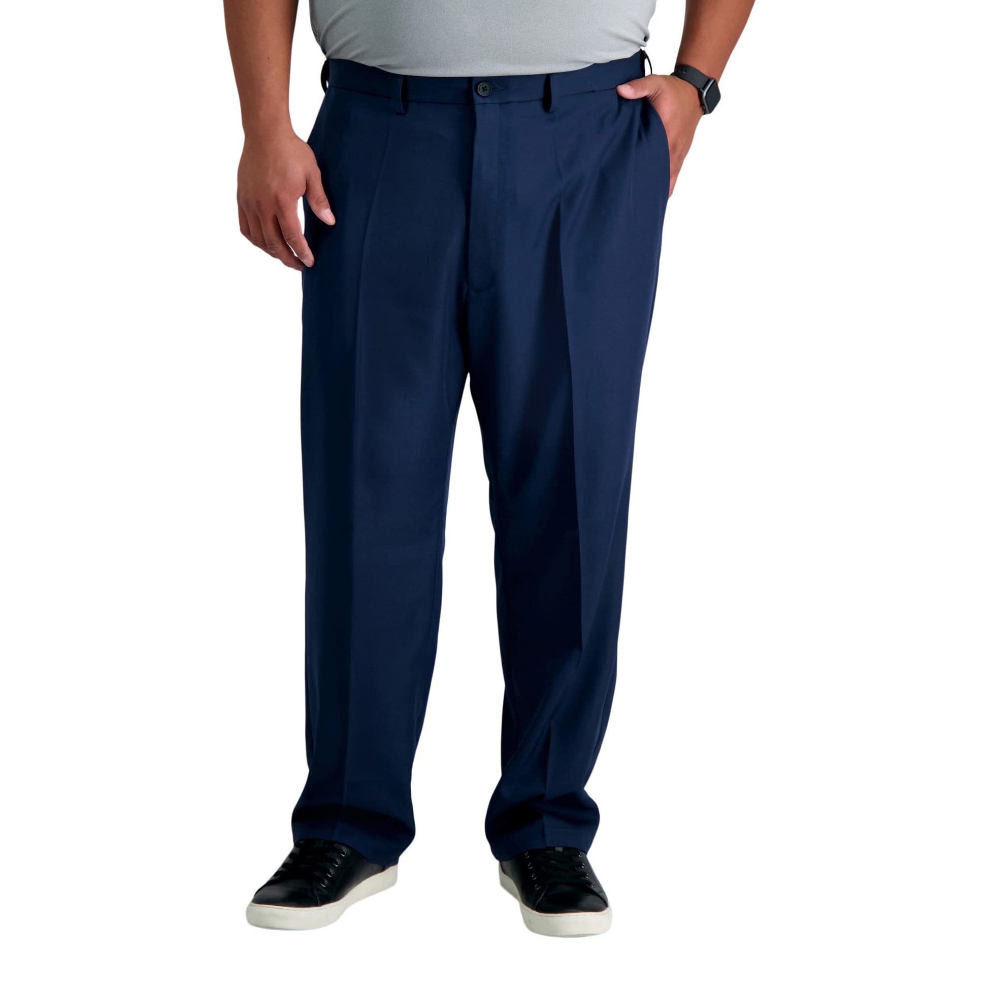 Haggar Mens Cool 18 Pro Classic Fit Flat Front Pant - Regular And Big  Tall Sizes, Navy, 50W X 29L