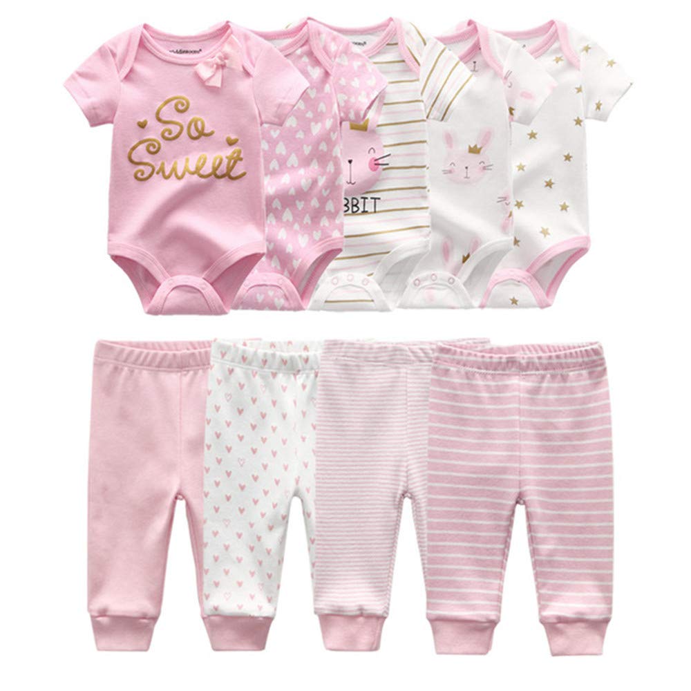 Kiddiezoom Unisex Baby Bodysuits Pants Baby Clothes Short Sleeve Bodysuits For Baby Girl