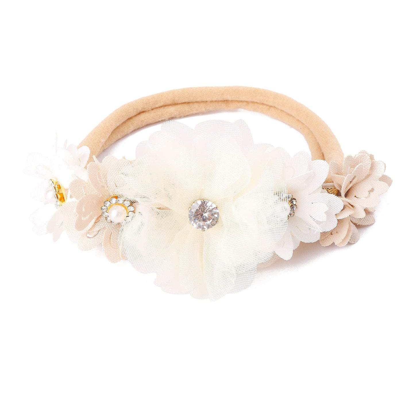 Bfnaagirl Baby Girl Floral Headband Nylon Flower Crown Elastic Hairband 3Pcs Hair Accessories Gift For Girls, Ym7, Stretchy Size