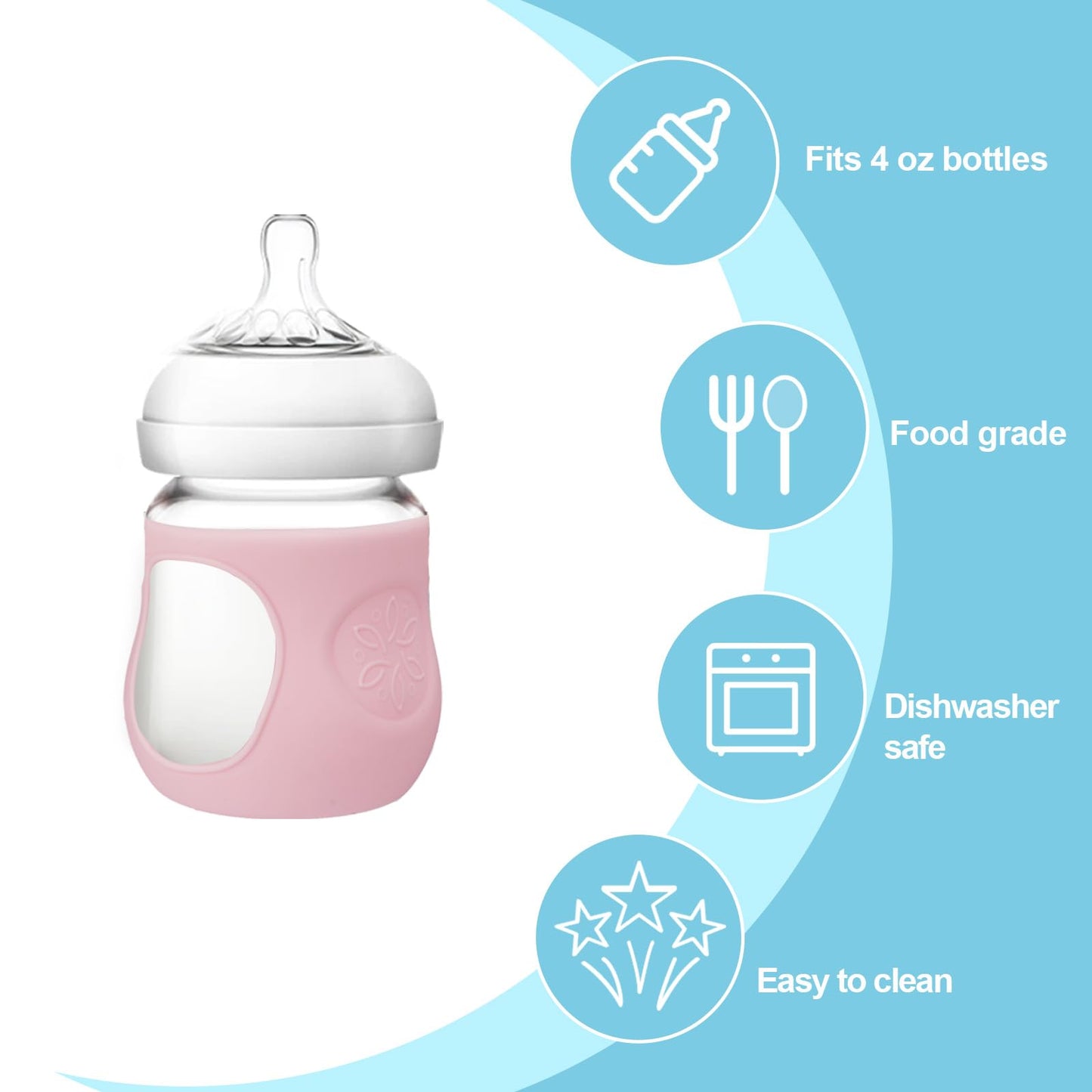 3 Pack Silicone Sleeve For Philips Avent Glass Bottle, Anti Breakage Baby Bottle Holder With Nipple Brush For Avent Glass Bottle