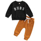 Baby Boys Clothes 3 6 9 12 18 24M 3T Pants Set Hooded Patchwork Hoodie Striped Sweatpants Fall Winter Outfit(Black-Bubs, 12-18 M