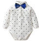Famuka Baby Boy 3 Piece Formal Outfit Suit With Bows Waistcoat Gentleman Tuxedo (Navy 3, 18-24 Months)