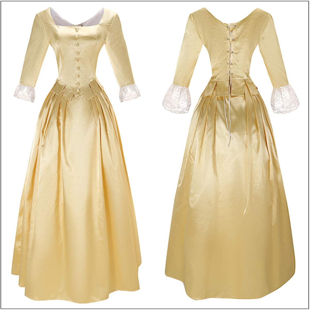 Royal Colonial Little Girl Child Princess Costume Hamilton Peggy Yellow Halloween Cosplay Kid Victorian Dress