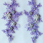 Wtbv.N 23X9Cm Sew On Beaded Rhinestones Light Purple Lace Applique Veil Manual Diy Accessories 2Pcs/Bag