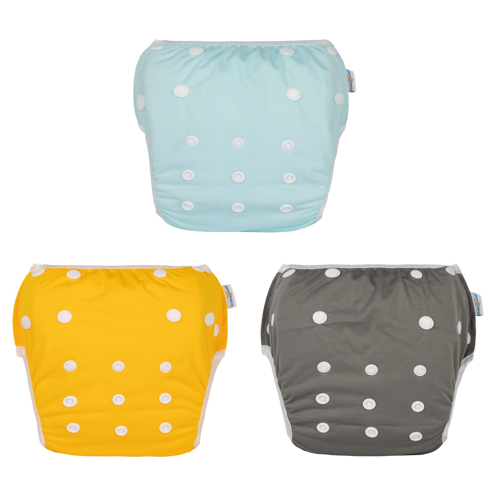 Babygoal Neutral Swim Diapers 3 Pack For 8M-3T Babies And Toddlers, Reusable Adjustable Washable For Baby Girl And Boy Swimming