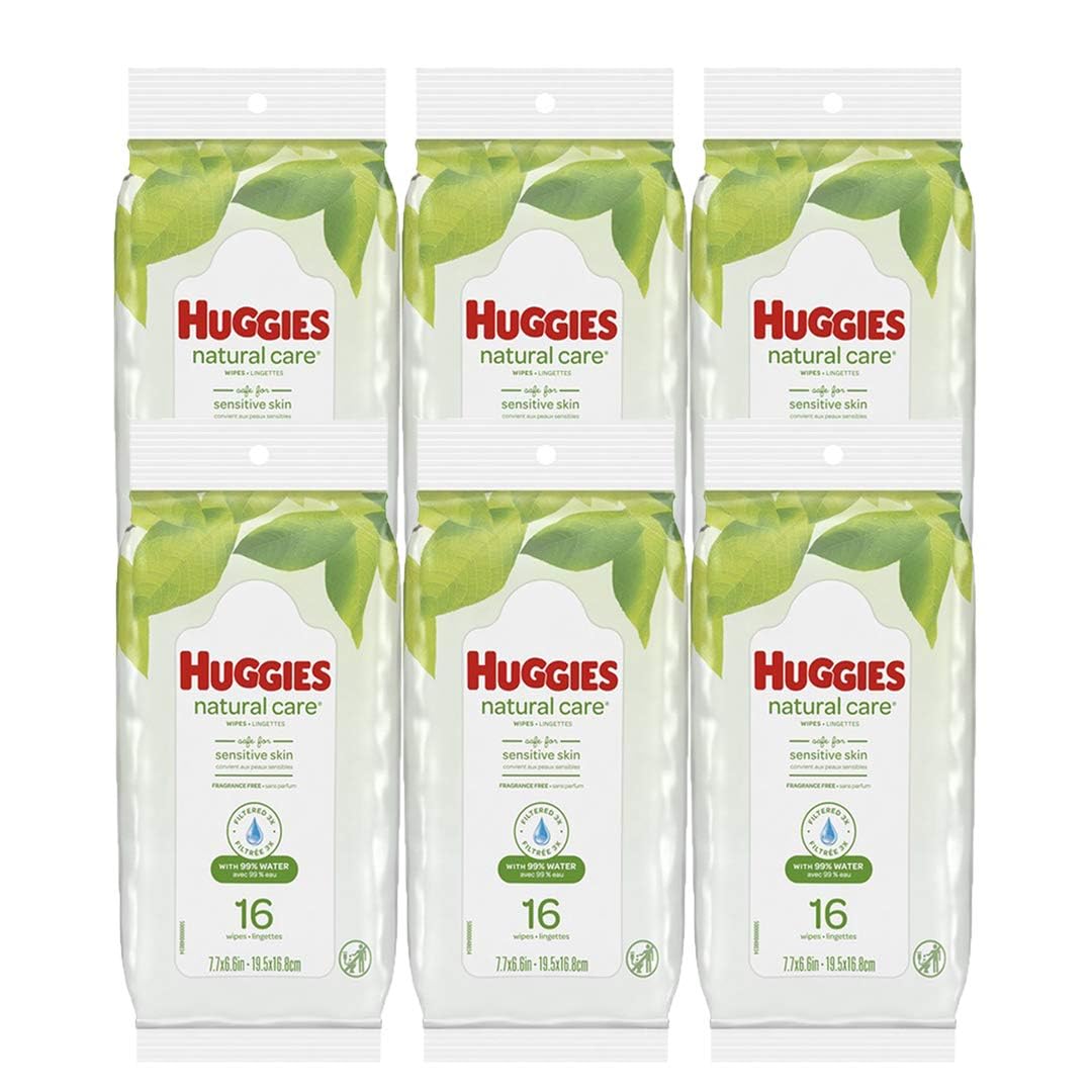 Huggies Natural Care Fragrance Free Baby Wipes 16 Count (6 Pack)