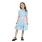 Cr Rolecos The Grady Twins Costume For Kids Girls Blue Creepy Sister Scary Doll Dress Halloween Party B140