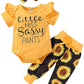 Yvowming 12 18 Month Girl Clothes Infant Baby Girl Ruffle Romper +Pants + Headband 3 Pcs Summer Outfits Set
