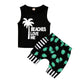 Younger Tree Toddler Baby Boy Summer Clothes Beaches Love Me Sleeveless Vest Tops+Shorts Kid Casual Outfits (Black, 18-24 Months