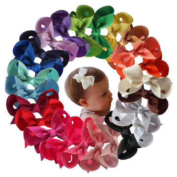 24 Colors Boutique Hair Bow Clips for Little Girls Grosgrain Ribbon Bow Alligator Hair Clip Toddler Baby Girl Kids Hair Accessor