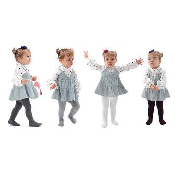 Epeius Baby Tights Little Girls Cable Knit Tights Solid Cotton Stockings Children Seamless Footed Leggings Pantyhose 4-6 Years (