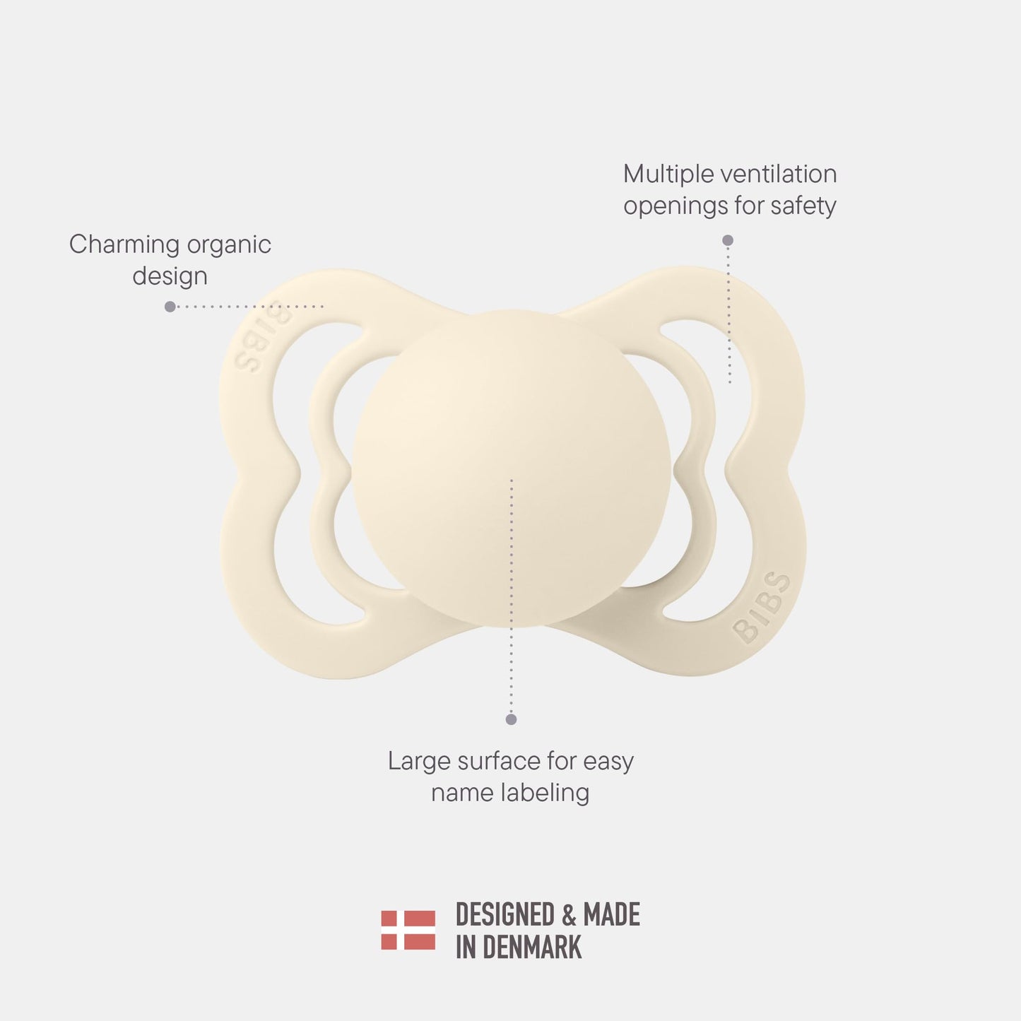 Bibs Supreme Pacifier 4-Pack, Bpa Free Dummy Pacifier, Symmetrical Nipple. Silicone, Made In Denmark, Size 1 (0-6 Months), Mocha