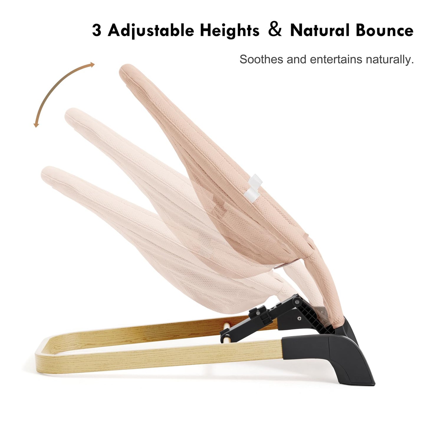 Foldable Baby Bouncer, Baby Bouncer Seat With 3 Adjustable Heights, Portable Newborn Rocker, Ergonomic Baby Bouncer Seat For Nat