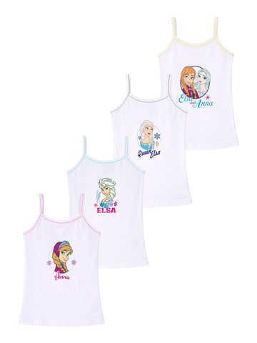 Bodycare Girls Cotton Blend Regular Fit Vest Dori Neck Sleeveless Frozenpack Of 4White, 1824 Months