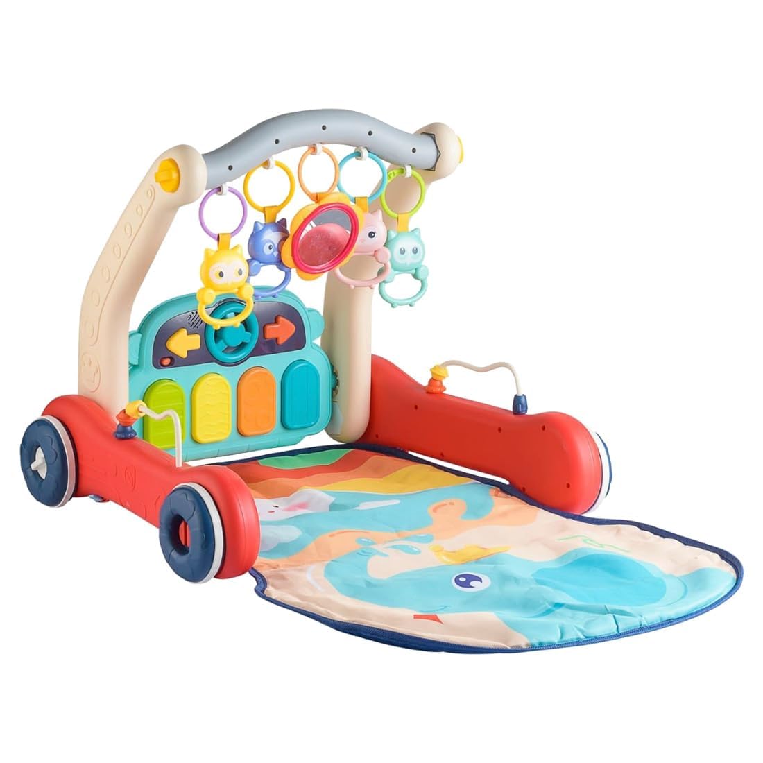GoyalS 2 In 1 Musical Baby Activity Walker With Convertible Play Gym | Push Walker With Play Piano, Lights, Rattles & Tummy Tim