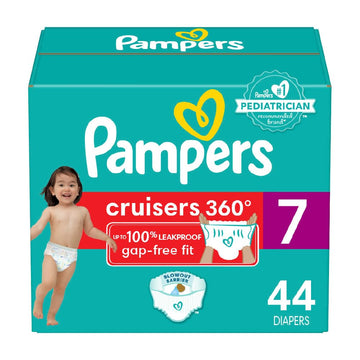 Pampers Diapers - Cruisers 360 - Size 7, 44 Count, Babyproof Up To 100% Leakproof Pull-On Diaper