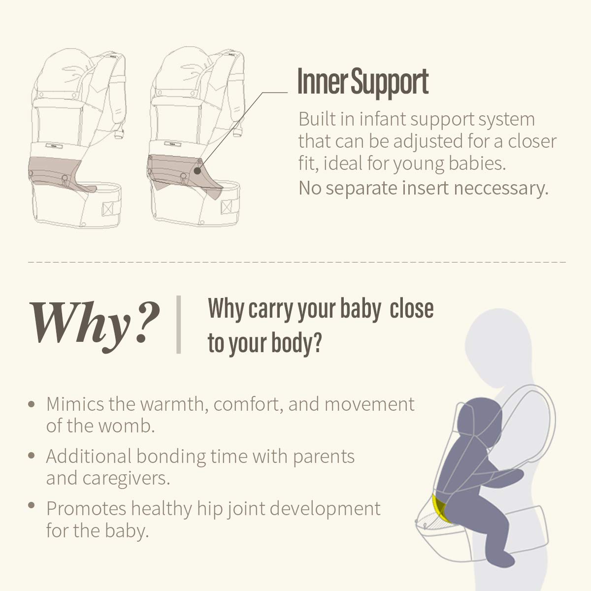 CLEVE Pulse Ultimate Comfort Hip Seat Baby Carrier - Award-Winning 9 Position Front & Back Carry - US Safety Certified Up to 4