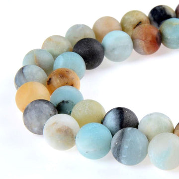 Pltbeads Gorgeous Amazonite Natural Gemstone Loose Beads 10Mm Matte Round Approxi 155 Inch Diy Bracelet Necklace For Jewelry Mak