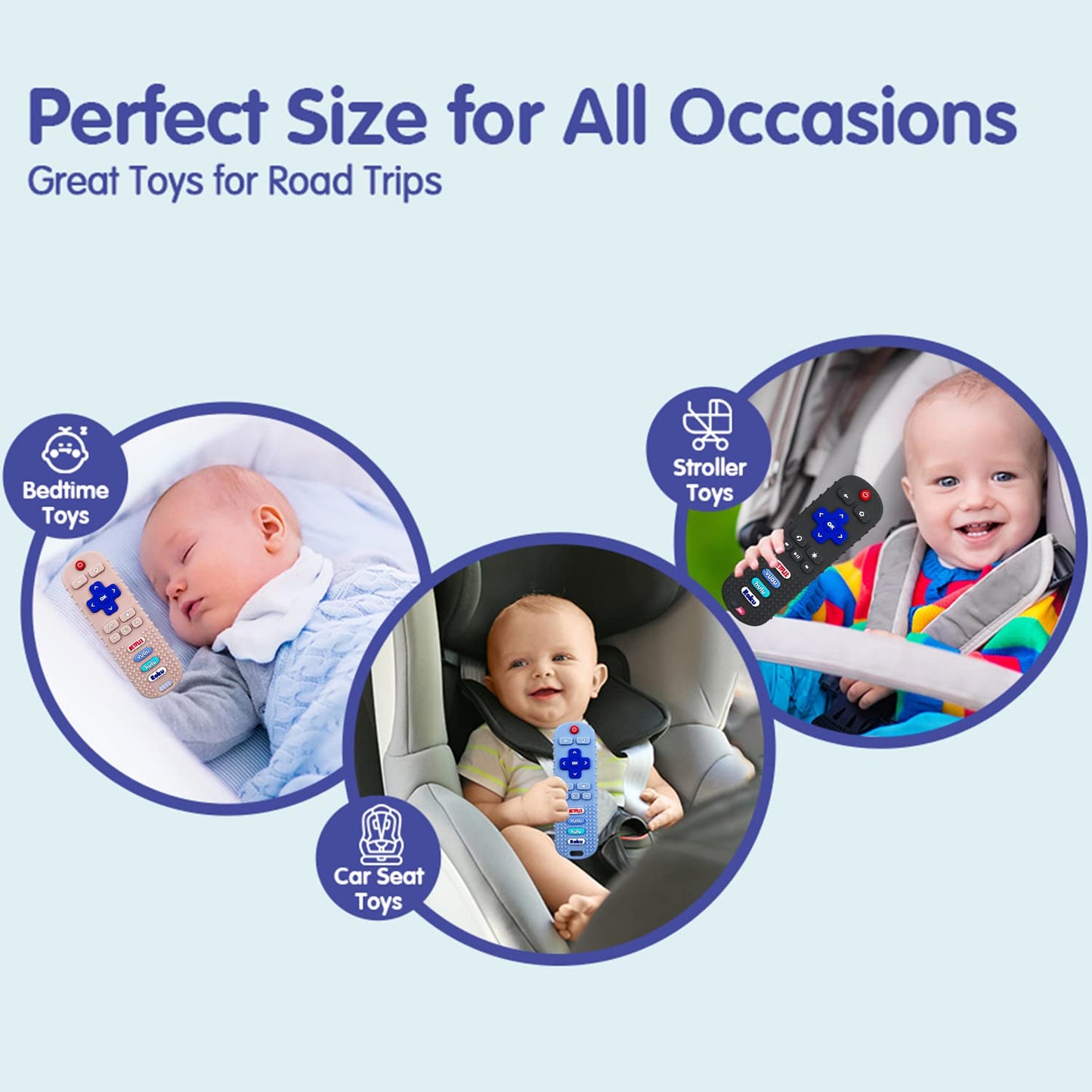 2PCS Baby Cell Phone Toy Infant Teething Sticks, Soft Silicone Baby Remote Control Shape Teethers Toys for Babies 36 Month(Black
