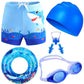 Jmt Wear Kids 6In1 Water Activity Kit With Trunks, Silicone Cap, AntiFog Goggles, Swim Tube, Nose Clip & Earplugs Swim Set F