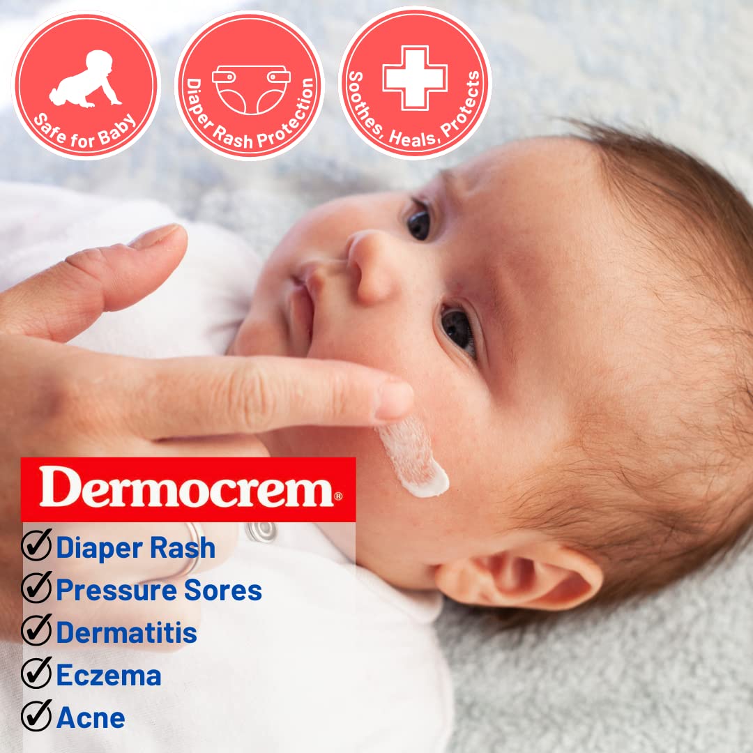 Dermocrem 2.1 Oz (60 Gr) Diaper Rash Cream For Baby, Soothes, Heals, And Protects, Relief And Treatment Of Diaper Rash, Zinc Oxi