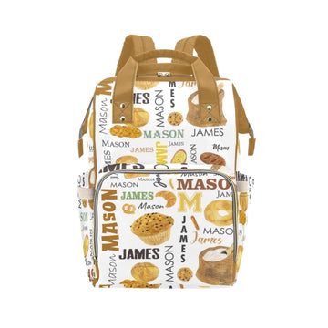 Personalized Diaper Bag Backpack for Women, Custom Name Nursing Mommy Daypack, Diaper Bag for Girls Boys, New Mom Gifts (Cake)