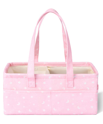 Mr. Pen- Baby Diaper Caddy Organizer, Pink With Star Pattern, Portable Car Caddy For Changing Table And Nursery