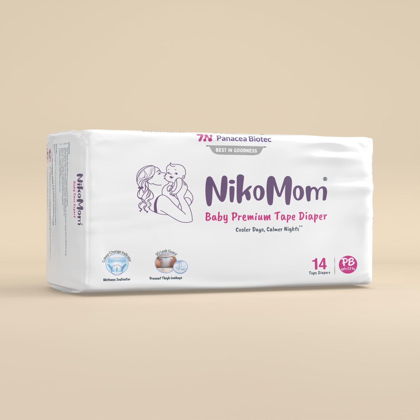 Nikomom Tape Diaper Premie Baby (Pb) Upto 150Ml Storage Capacity For Babies Weighing Upto 2.5 Kg Pack Of 14 Diapers Easy To Wear