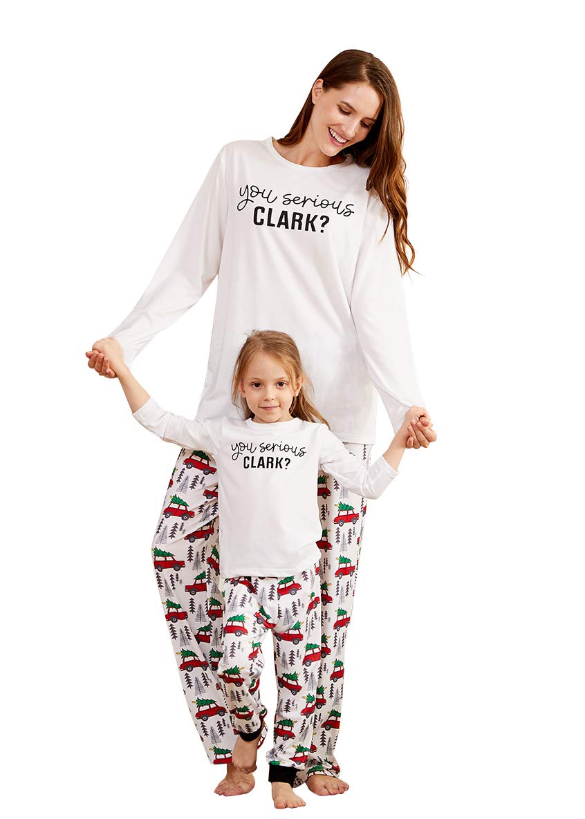 Iffei Matching Family Pajamas Sets Holiday Stay At Home Pj'S With Letter Printed Tee And Car Printed Pants With Pockets 4-5 Year