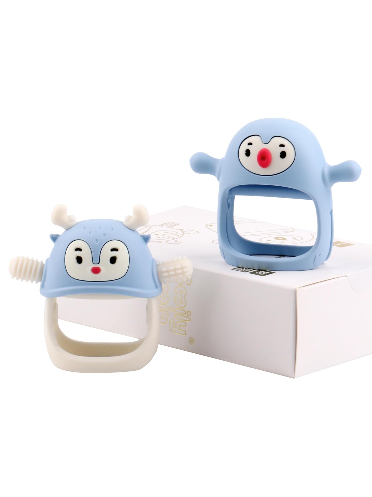 Smily Mia 2 Packs Baby Teething Toy for 0-6 6-12 Months, Food Grade Silicone Teething Mitten, Anti Dropping Wrist Hand Teethers 
