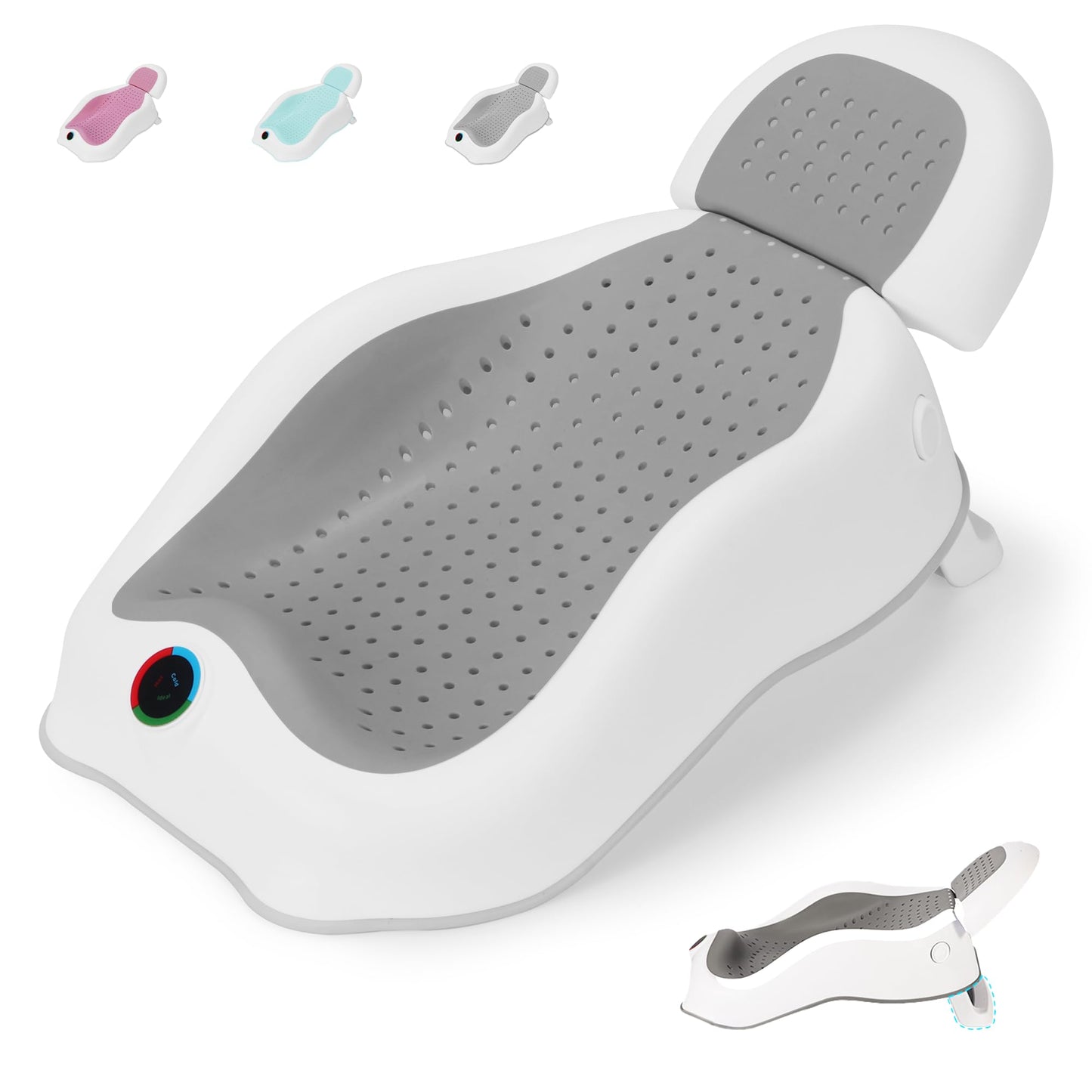 Wddbb Baby Bath Support,Ideal for Babies Less Than 6 Months Old,with Thermometer-Adjustable Slope Newborn Bathtub, Baby tubs for