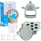 Baby Fruit Food Feeder Breastmilk Popsicle Molds For Teething Relief - 3 Pack Feeding Sets - 1 Freezer Tray With Lid & 1 Teether