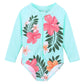 Huaaniue Baby/Toddler Girl Swimsuit Rashguard Swimwear Long Sleeve One-Piece Aqua Flower 2-3 T