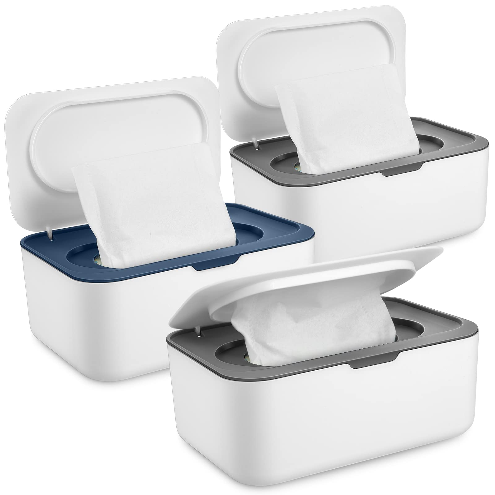 3 Pieces Baby Wipes Dispenser Wipes Case Baby Wipe Holder Container With Sealing Design Refillable Box Keeps Wipes Fresh Easy Op