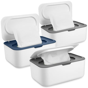 3 Pieces Baby Wipes Dispenser Wipes Case Baby Wipe Holder Container With Sealing Design Refillable Box Keeps Wipes Fresh Easy Op