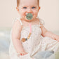 Aulege 2 Pack Pacifier Holder Clips For Binky & Teether, Silicone Baby Pacifier Clip For Baby Girls(Sage, Ether)