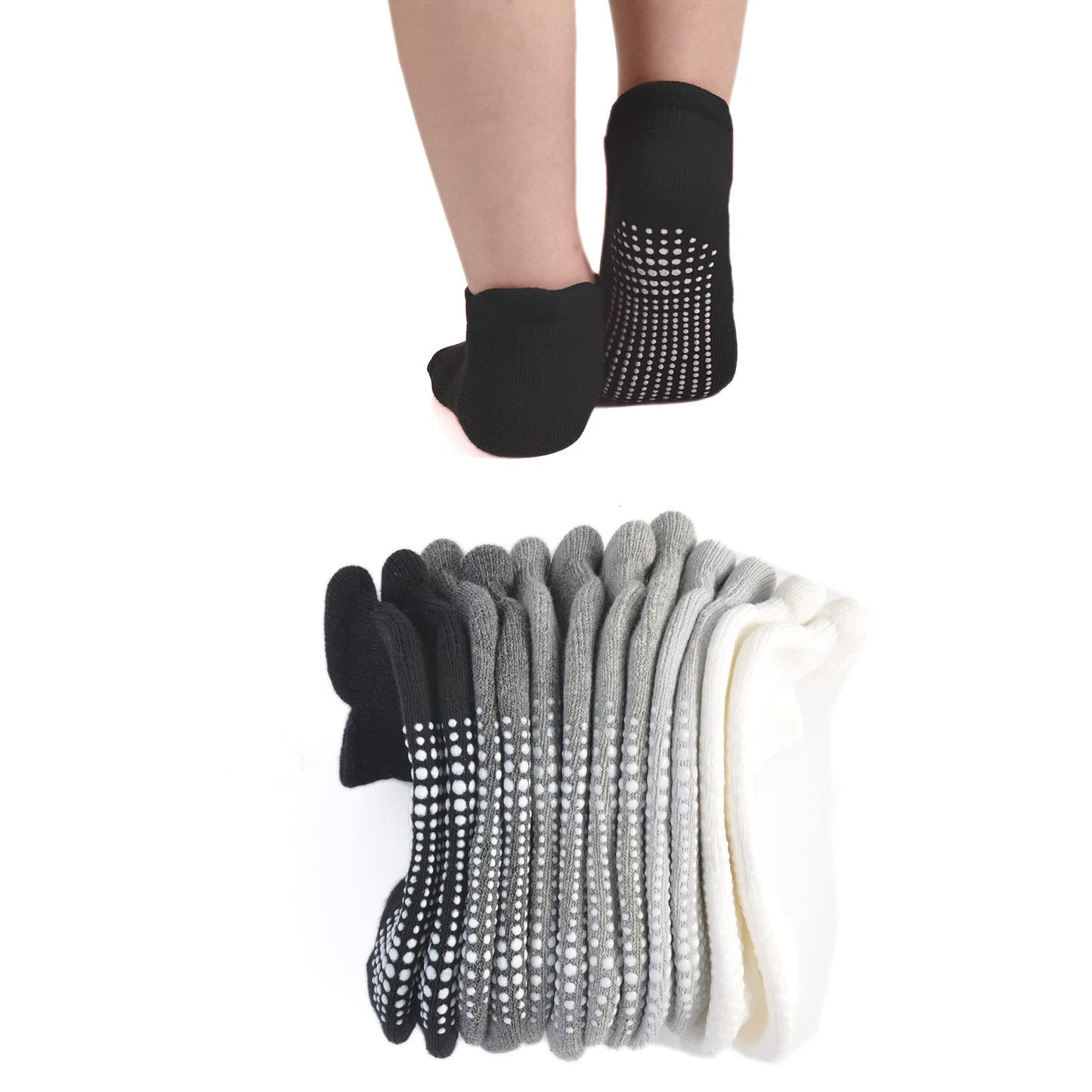 Epeius Baby Socks Toddler Non-Slip Socksthick Cotton Ankle Socks With Grips Kids Boys Girls Cozy Cushion Low Cut Socks 12 Pack,B