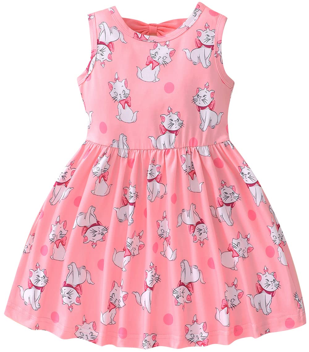 Girls Sleeveless Dress Cat Dress Girls Pink Swing Sundress Baby Girls Backless Bowknot Back To School Dress Girls Cat Outfits Pi