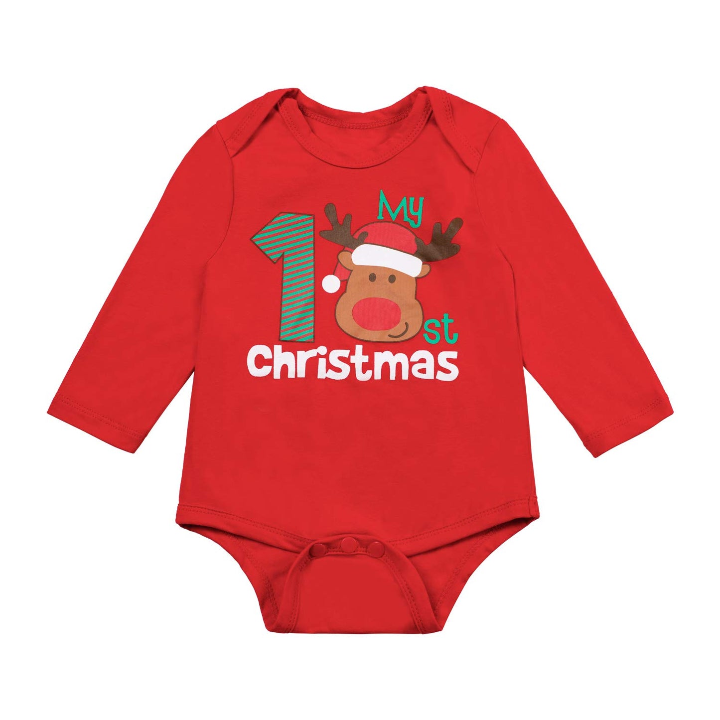 Mommy'S New Man 3Pcs Baby Boys Girls My First Christmas Outfit Set Deer Long Sleeve Romper (Red, 0-3 Months)