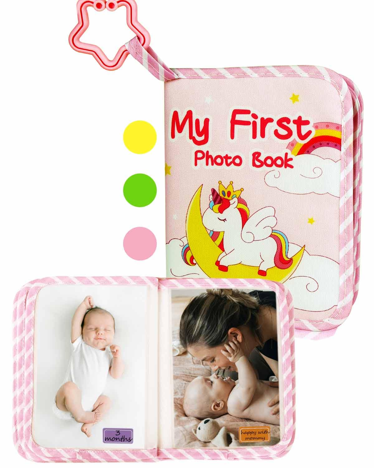 Baby Photo Album - My First Photo Album for Baby with Soft Fabric Cover - Baby Memory Book for 4x6 Photos - Keepsake Gift for Ne