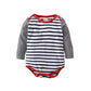 3Pcs Baby Boys Long Sleeve Stripe Romper Overalls Clothing Set With Hat (12-18 Months) Grey