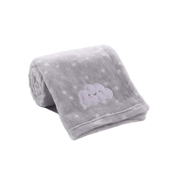 Crevent Baby Welcome Gift Set Storage Basket With Two Blankets+ A Security Blanket + A Taggie + A Gift Bag With Ribbon (Grey)
