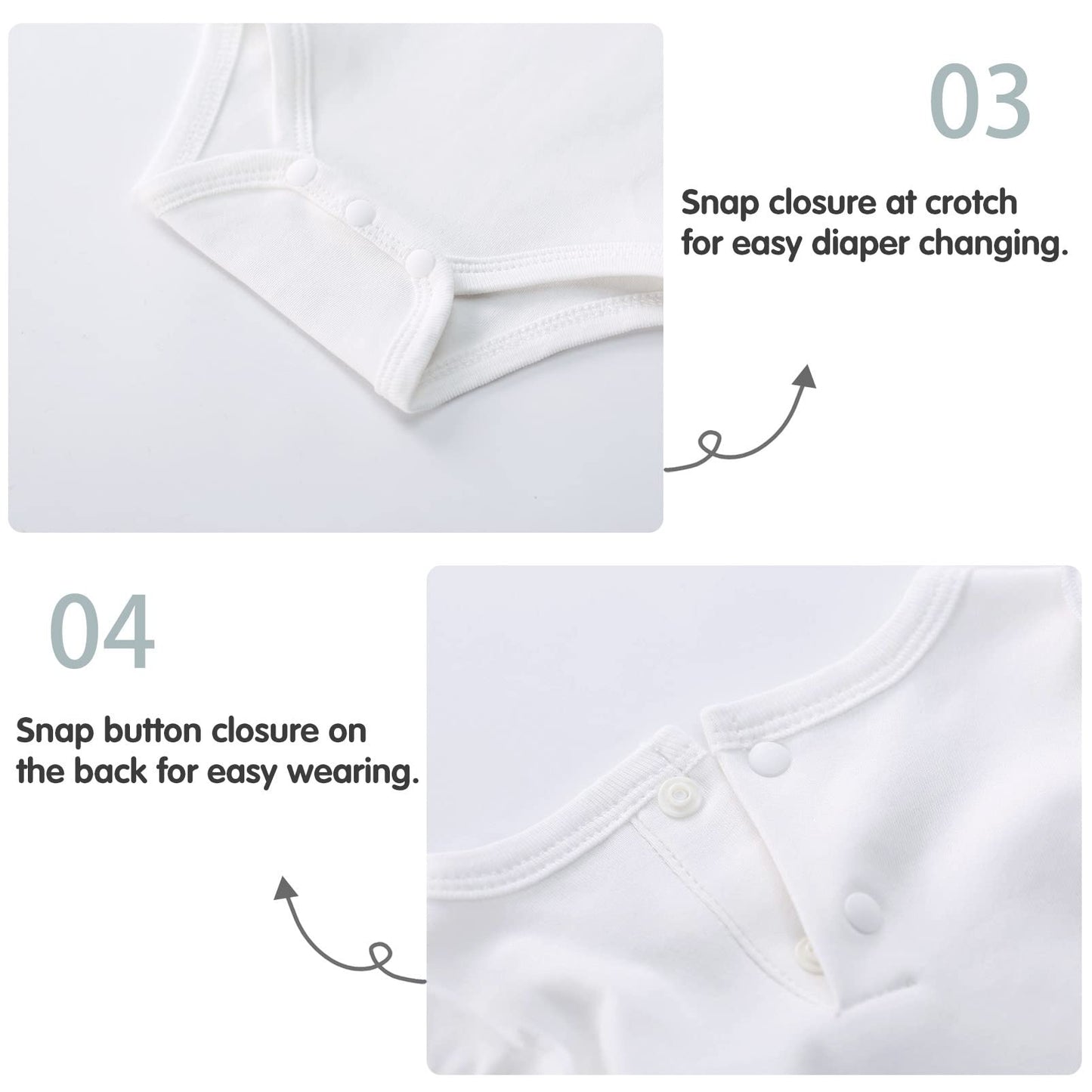 Pureborn Baby Girls Organic Cotton Bodysuit Infant Girl Long Sleeve Ruffle Shoulder White Spring Fall Bodysuit 18-24 Months