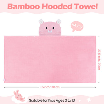 Preboun 2 Pcs Kid Hooded Bath Towel Toddler Towel 27.5 X 55'' Large Hooded Towel For Kids 3-10 Yrs Wrap Bathrobe Boy Girl(Light