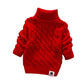 Modntoga Toddler Baby Boys Girls Knit Sweaters Cable Turtleneck High Collar Fall Winter Soft Warm Sweater Pullover Tops(Red,2-3T